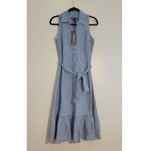 NWT Veronica Beard Edwina "Iceberg" Denim Sleeveless Midi Dress, Women's Size 4